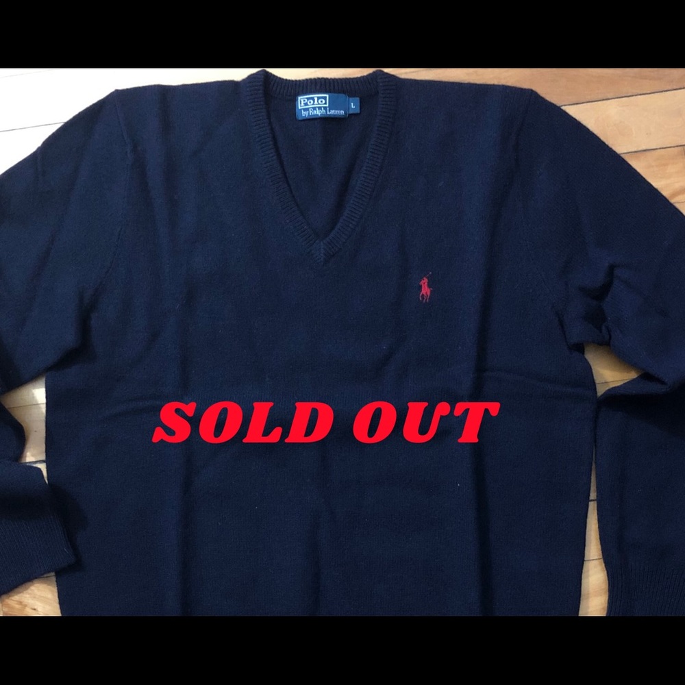 Ralph Lauren Mens L 100% Lambswool V-Neck Sweater